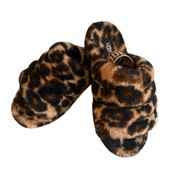 UGG Fluff Yeah Leopard Slides Size 7 - Picture 1 of 5